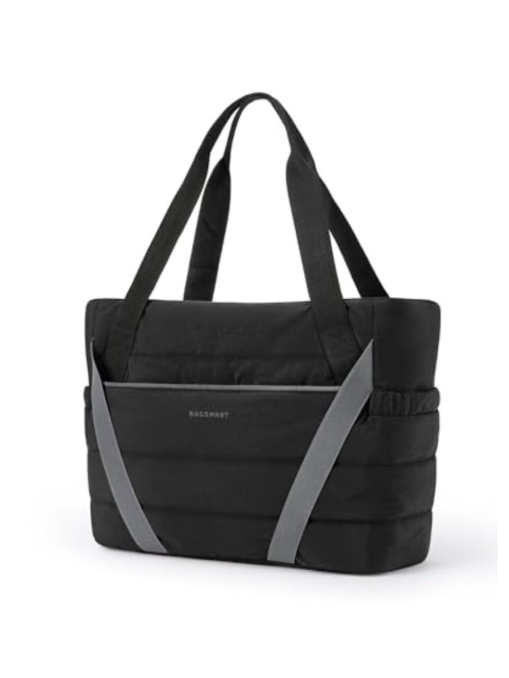 Quilted Tote Bag with Zipper, Yoga Mat Straps, Laptop Compartment